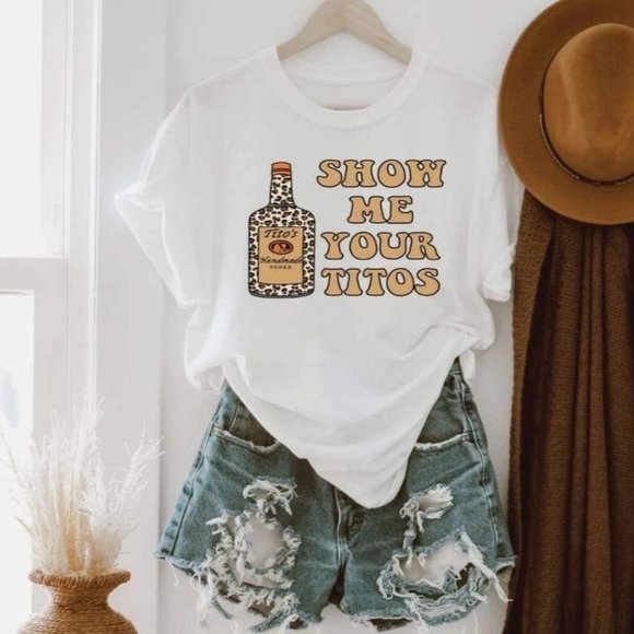 Whiskey Kiss Tops - SHOW ME YOUR TITOS Handmade Graphic Tee